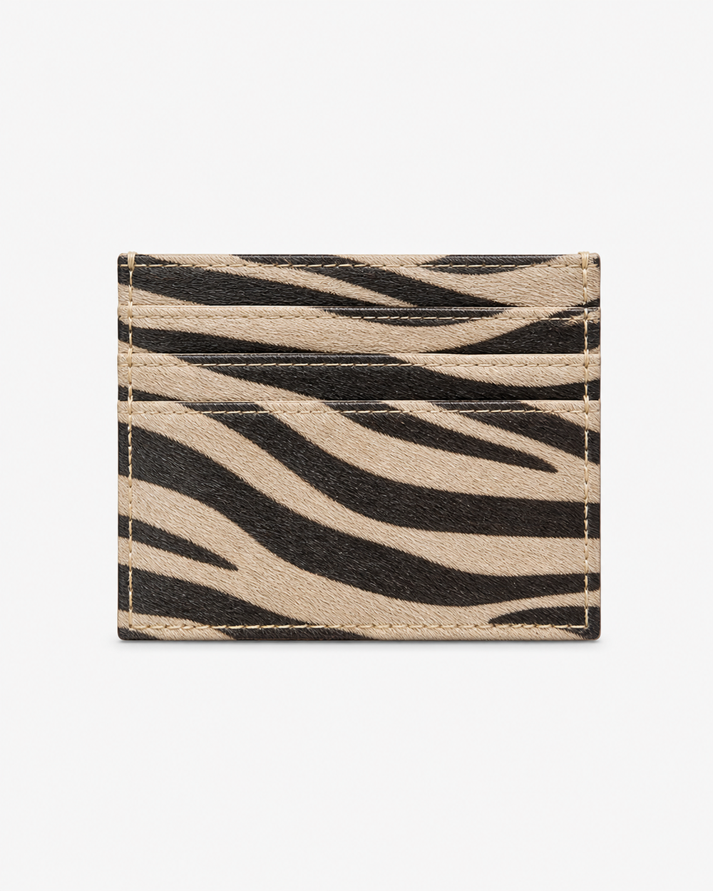 Zebra patterned cardholder on a white background